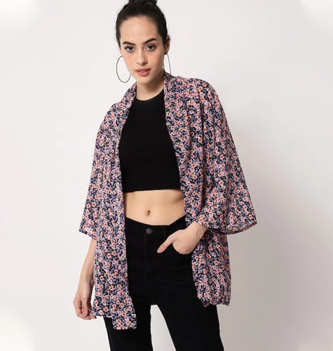 Women Printed Longline Shrug
